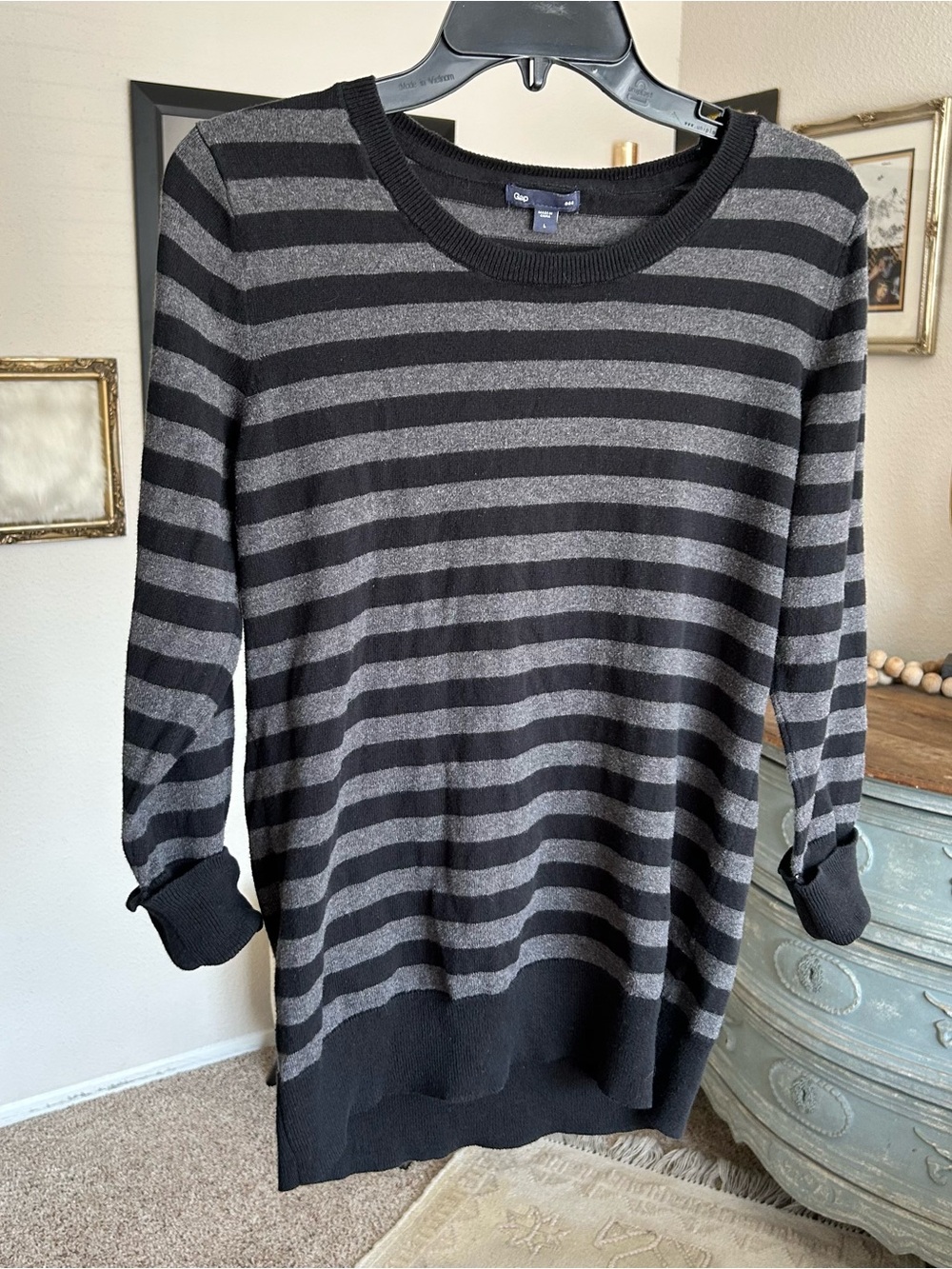 Vintage 90s Minimalist Preppy GAP Breton Stripe Sweater L Capsule Wardrobe Y2K
